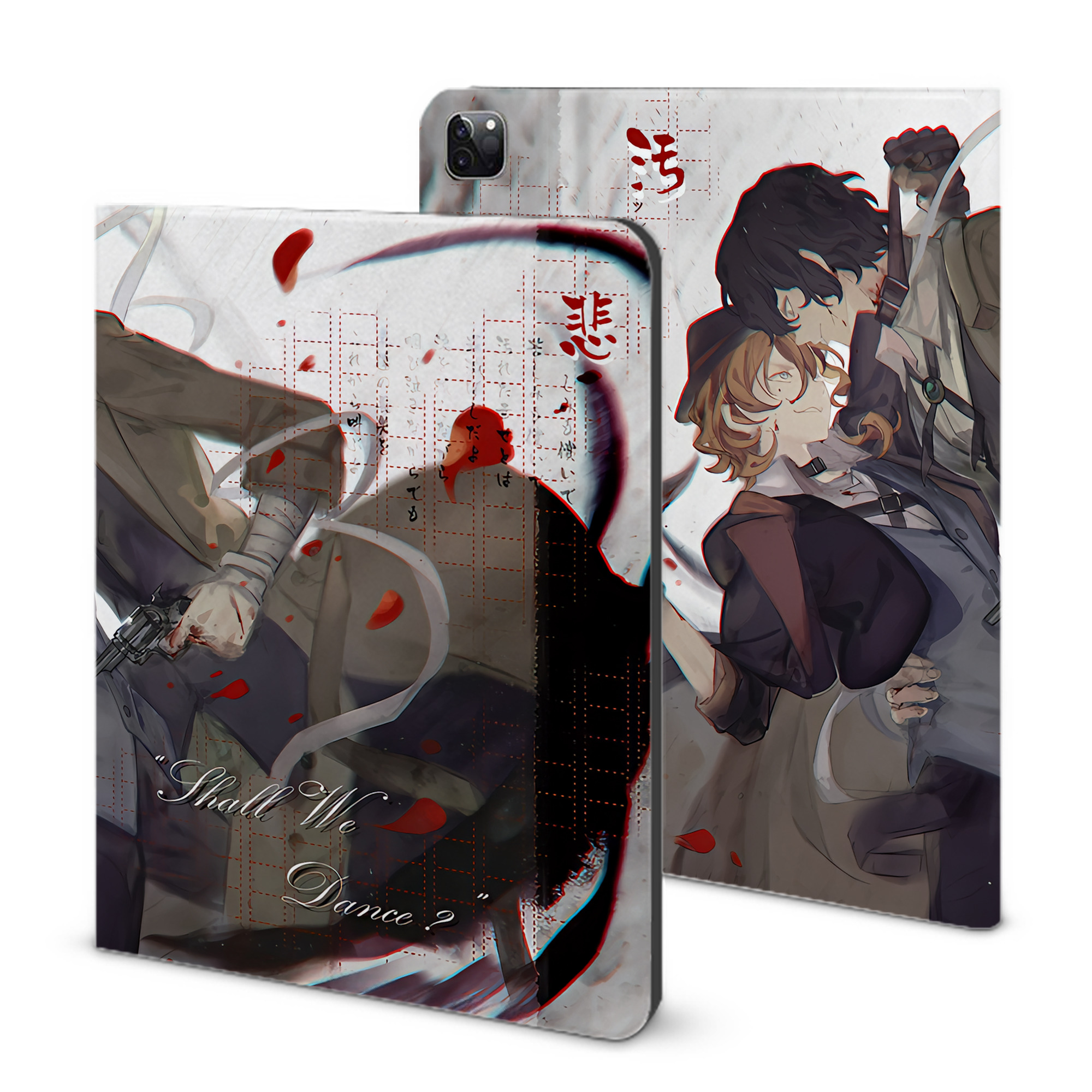 （画像用） 文豪ストレイドッグス Bungo Stray Dogs IPad ケース ブック型 PUレザー TPU 耐衝撃 軽量 薄型 ペン収納なし 全面保護 IPad 各モデル対応